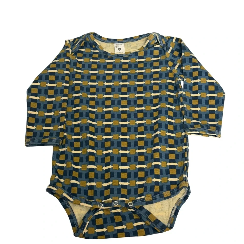 Kate Quinn Organic Cotton Bodysuit & Ribbed Cargo Pants Set 12-18M Mustard Blue